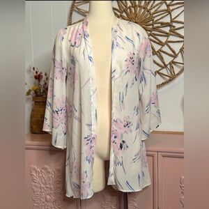 Adrienne Pink, white and blue kimono